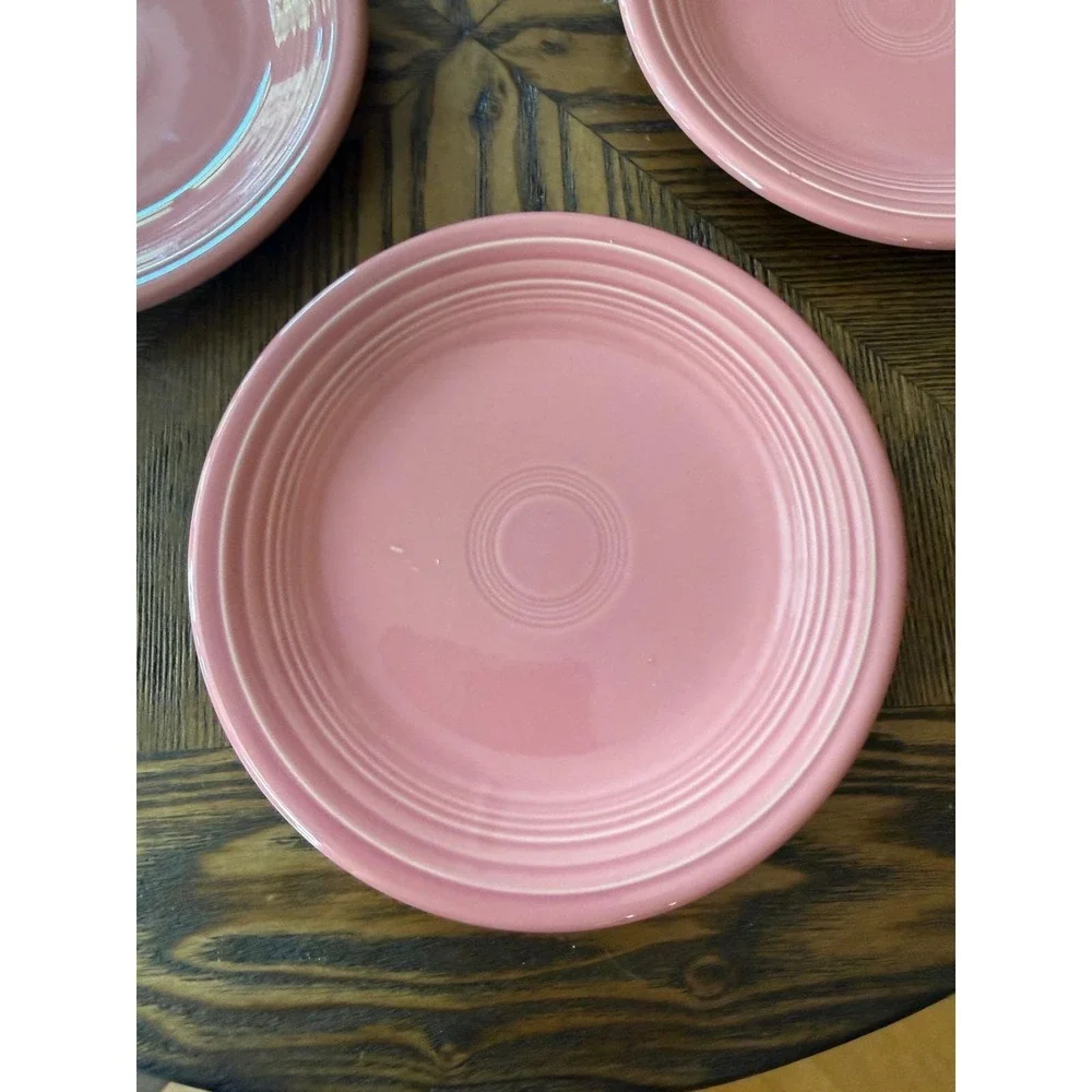 Vintage Fiesta Rose Pink Salad Plates Set of 4 Homer Laughlin 7.25 Inch